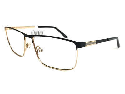 Alberto Romani Eyeglasses Frame AR900 BK Black Gold Rectangle Full Rim 57-15-140