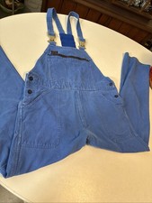Vintage 80s French Workwear Sanfor Navy Faded Distressed Overalls Size 52