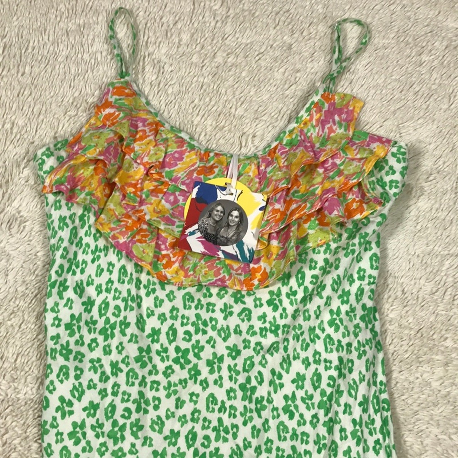 NWT RIXO for Target Leopard Ruffle Slip Dress Women's Small Sundress