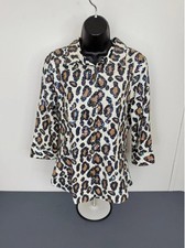 Sandy Starkman Women's Sequined Leopard Print Button Down Top Multi Size Medium