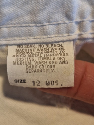 Vintage OshKosh B'gosh Vestbak White Bib Overall Shorts Toddler Size 12M USA - Picture 4 of 15