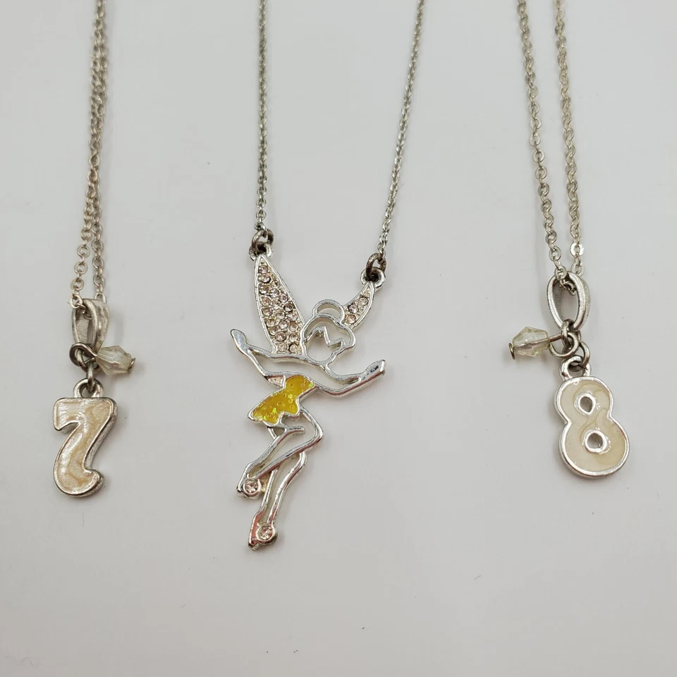 Disney Tinkerbell Necklace with Birthday Number 7 & 8 Necklaces Lot of 3 - Image 4 of 4