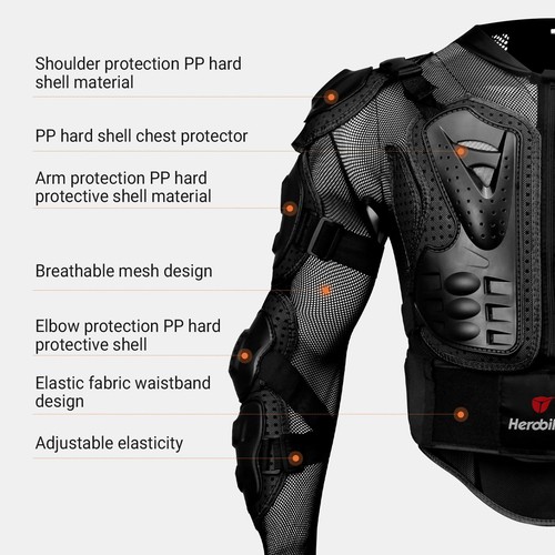 Motorcycle Full Body Armor Jacket spine chest protection gear Motocross Motos... - Picture 7 of 7