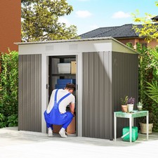 7' x 4' Metal Outdoor Storage Tool Garden Shed w/ 2 Air Vents for Backyard