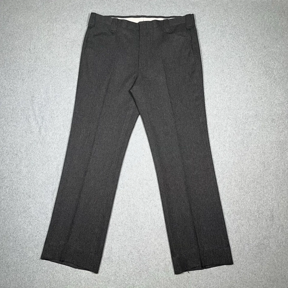 Circle S Pants Mens 39x33 Western Dress Trousers Gray Flap Pockets Rockabilly - Image 2 of 4