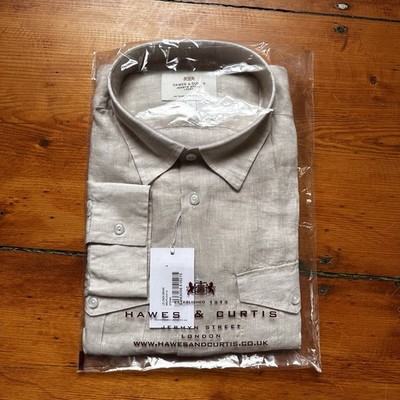 NWT Hawes & Curtis Men s Large Button Down Shirt Long Sleeve Off White