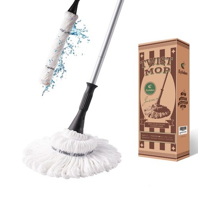 Mop with 2 Reusable Microfiber Heads, Easy Wringing Twist Mop, 57.5 inch Long...