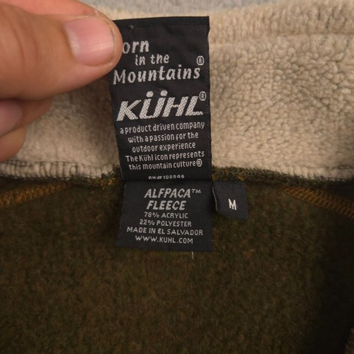 Kuhl Mens Alfaca Fleece Pullover M Olive Green Sherpa Lined Half Zip - Picture 4 of 12