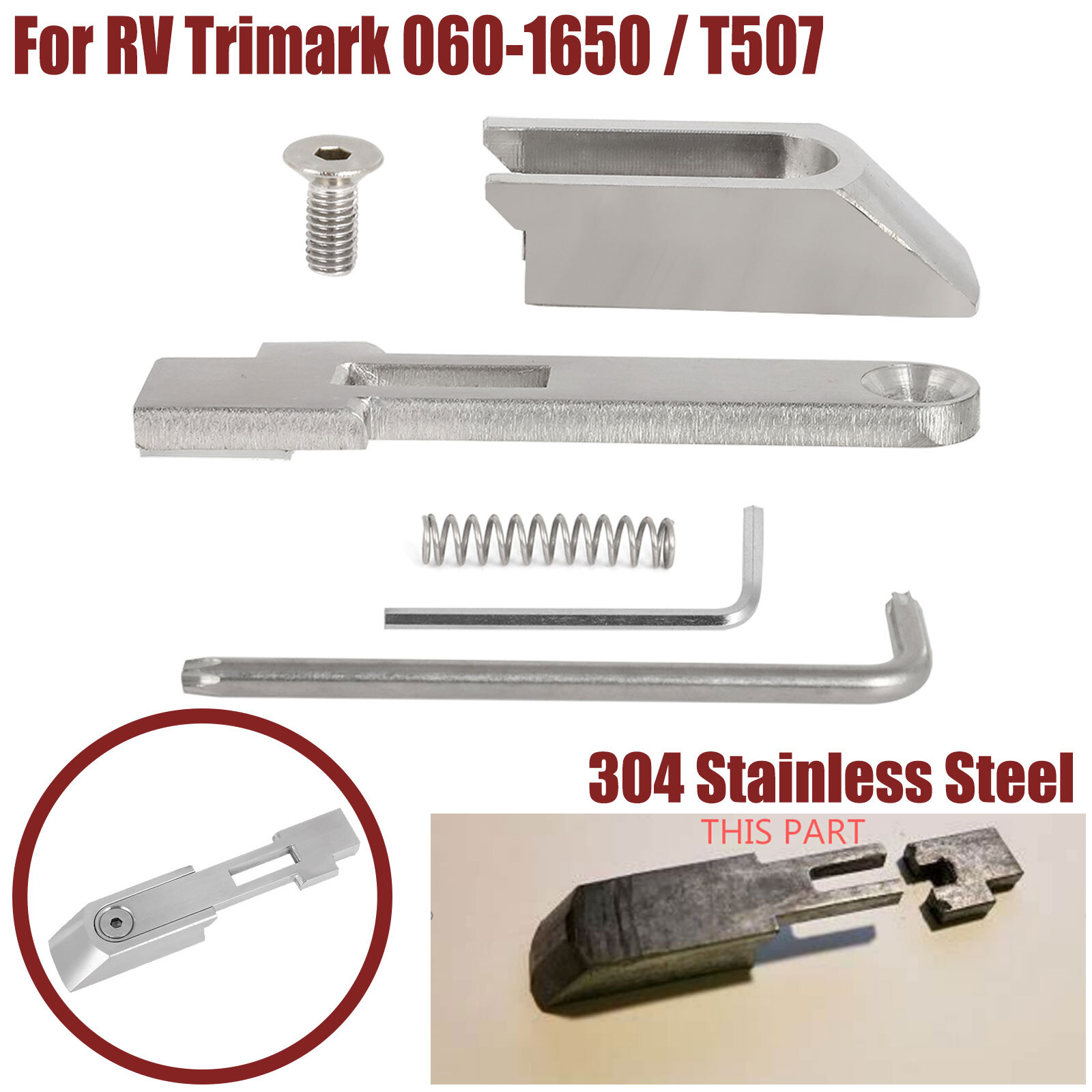 For RV Trimark 060-1650 / T507 Designer Door Handle Latch Repair Kit Stainless