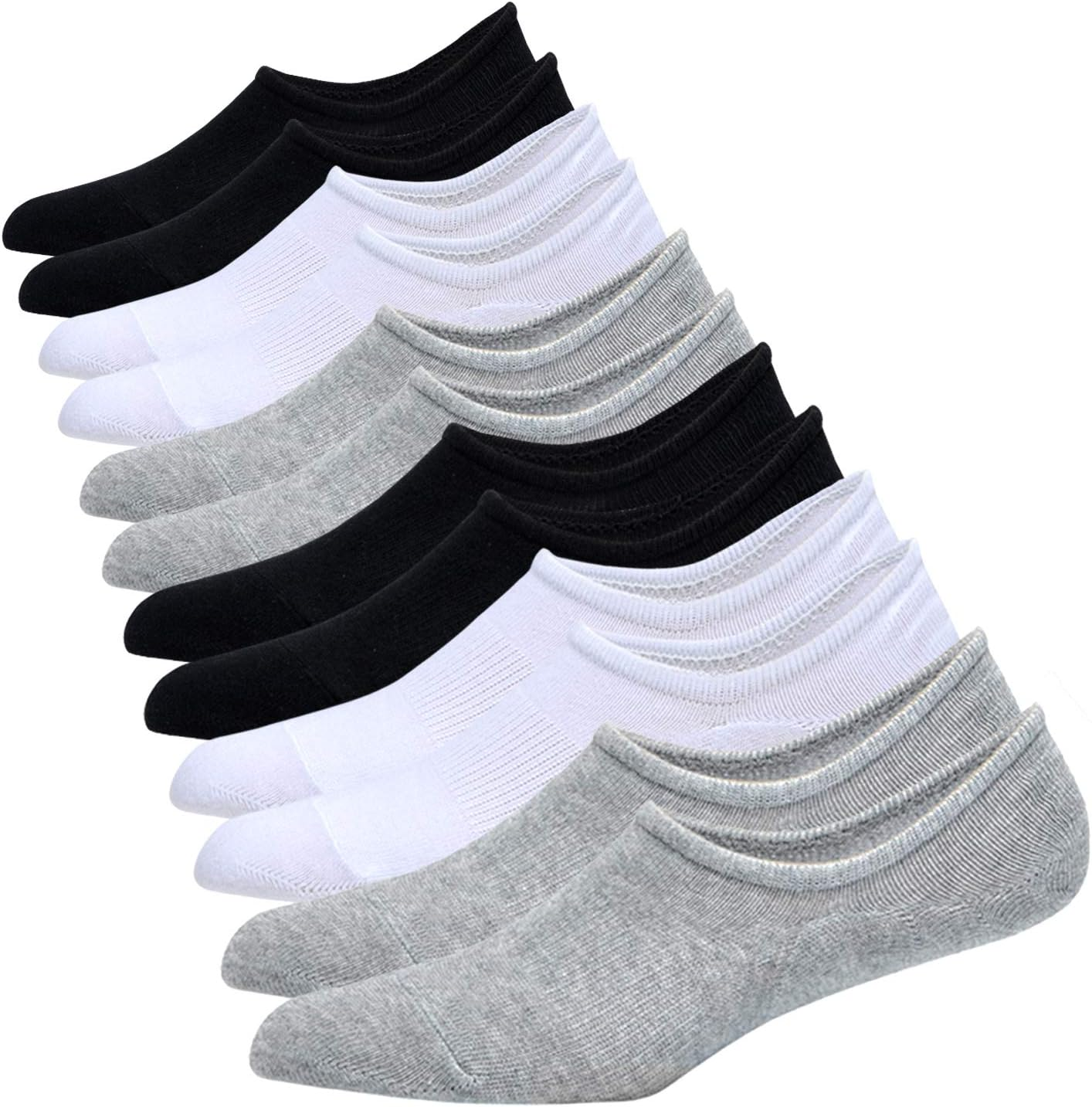Men's Cotton No Show Socks with Non-Slip Grips, Multiple Packs Available-image