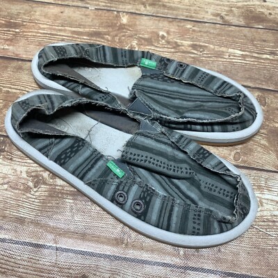 Sanuk Shoes Womens 6 Casual Loafer Sneakers Flats Comfort Gray Fabric Slip On