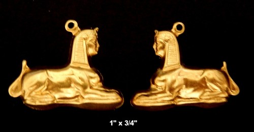 Alte Ägyptische Sphinx - Vintage Messing Prägungen / Sm. m. Schlaufen / groß ohne Schlaufen - Bild 3 von 4