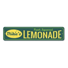 Fresh Squeezed Lemonade Sign, Personalized Lemonade Stand Metal Decor Sign