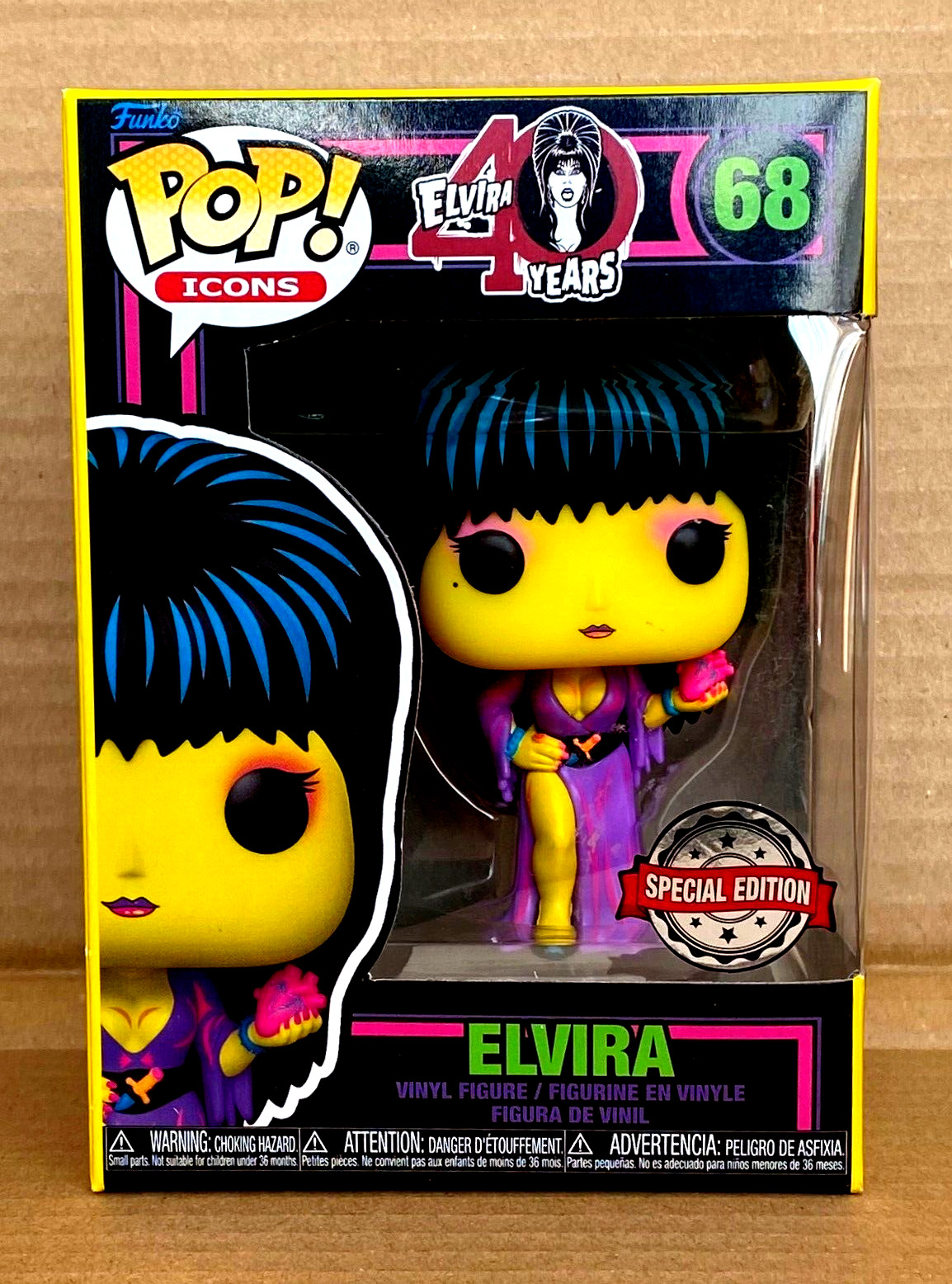 FUNKO POP! ICONS * ELVIRA - BLACKLIGHT * #68 * SPECIAL EDITION * BNIB!