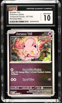 CGC Gem Mint 10 Scream Tail REV Holo 077/162 Pokémon Temporal