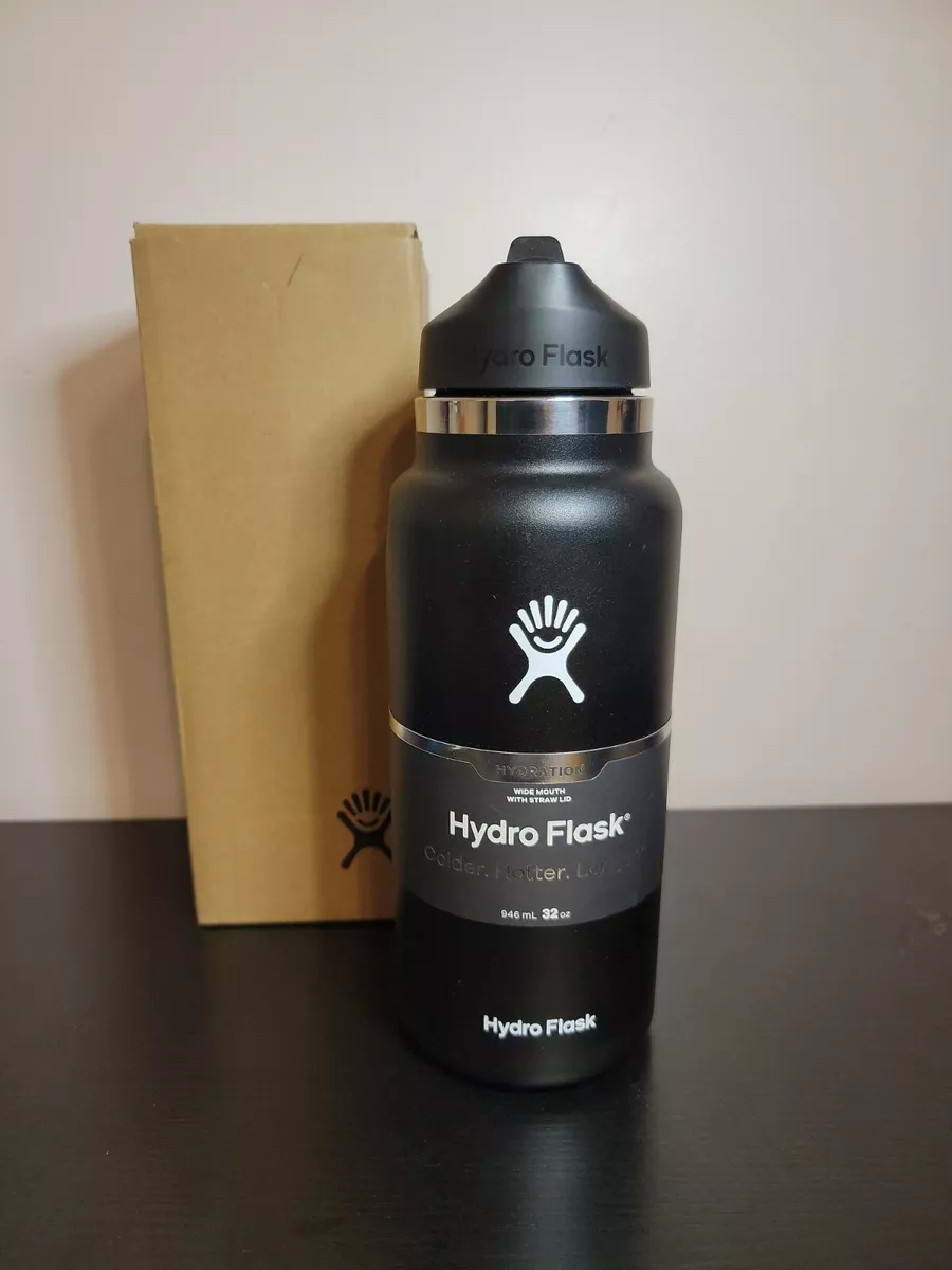 Hydro Flask 32 oz Wide Mouth Straw Lid Bottle, Black