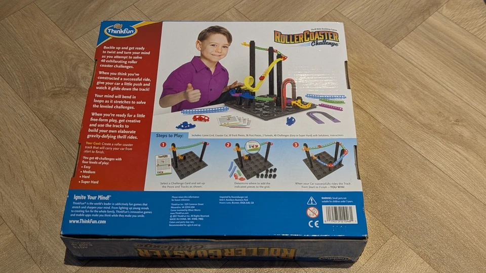 ThinkFun Rollercoaster Challenge Kids Board Game 1-Player Puzzle 100% Complete - Image 2 of 4