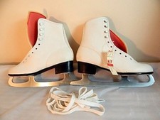 Nos Vintage Deadstock Aerflyte White Ice Skates Boots Figure Sport 683 Vegan 6