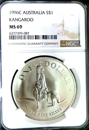 NGC MS69 Australia 1996C Kangaroo Silver $1 Almost Perfect GEMBU Scarce