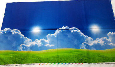 BTY Rubin Design Studio RUSKY2SK eQuilter Scenic Grass Blue Sky Clouds Sunlight