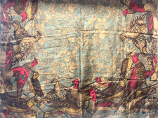 VINTAGE 35" SHERBROUCK SCARF 100 SILK EXOTIC BIRD WILDLIFE  17B 