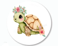 Floral Turtle Seals Stickers Turtle Stickers Scrapbook Stickers Turtle Labels