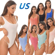 Women Sexy Sheer Swimsuit High Cut Thong Bodysuit Monokini Beachwear Swimwear