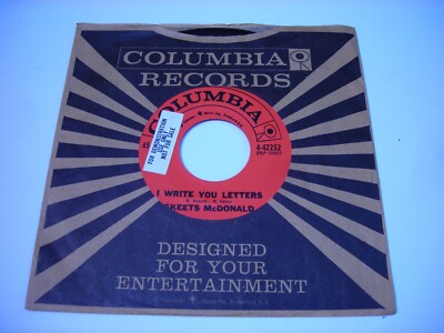 PROMO w SLEEVE Skeets McDonald I Write You Letters / Same Town  1961 45rpm VG++