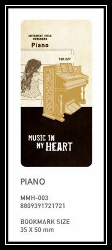 LING Piano Bookmark Gold-plated Stainless Metal Music Instrument Art Bookmark
