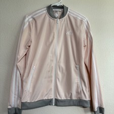 Adidas Essentials 3-Stripes Tracksuit Jacket Women's Small Pink Full Zip Sports