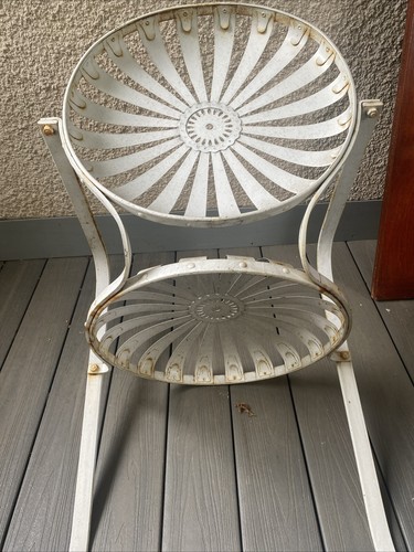 VINTAGE FRANCOIS CARRE ART DECCO SUNBURST CANTILEVER SWING ARM METAL CHAIR - Picture 7 of 8