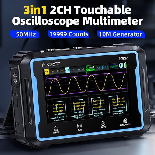 FNIRSI 2C53P Touch Screen Digital Oscilloscope Multimeter Signal Generator 2CH - Picture 2 of 12