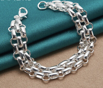 925er STERLING SILBER ARMBAND INTERLOCKING ARMKETTE GROBE GLIEDER, ABER ELEGANT
