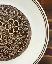 Batik Corelle CORNING Brown Floral Center Double Line Rim YOU CHOOSE PIECE 2670K