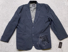 Marc Ecko Coat Mens XXL Black Linen Blend Tri...