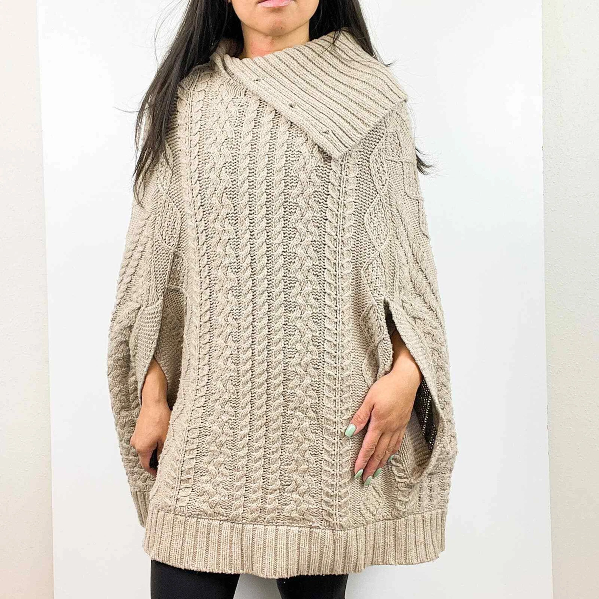 Cable Knit Poncho Sweater