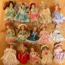 Floral Dress Vintage Porcelain Dolls 1:12 Scale Dollhouse Movable Miniatures