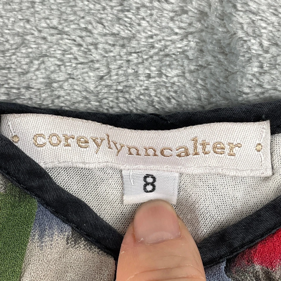 Corey Lynn Calter Anthropologie Dress Womens 8 Silk Geometric Babydoll Bohemian - Image 2 of 4