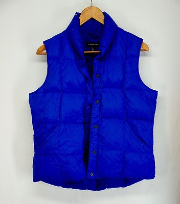 Lands End Down Vest 90s LANDS'END Silver Down Vest Cyber USA Lands