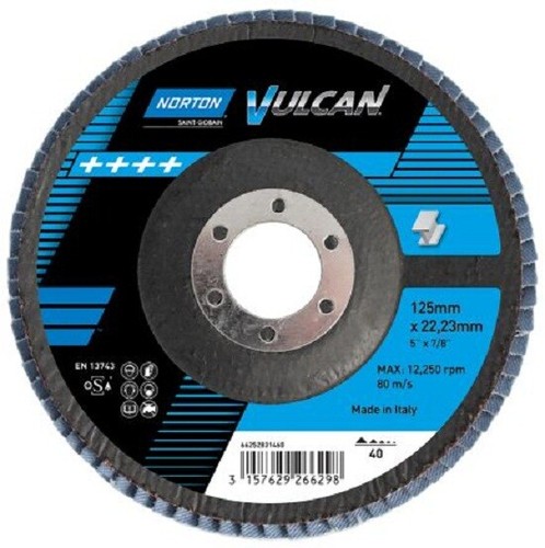 Norton Vulcan MEDIUM FLAP DISC 115mm 13500rpm Zirconium Dioxide- 60G Or ...