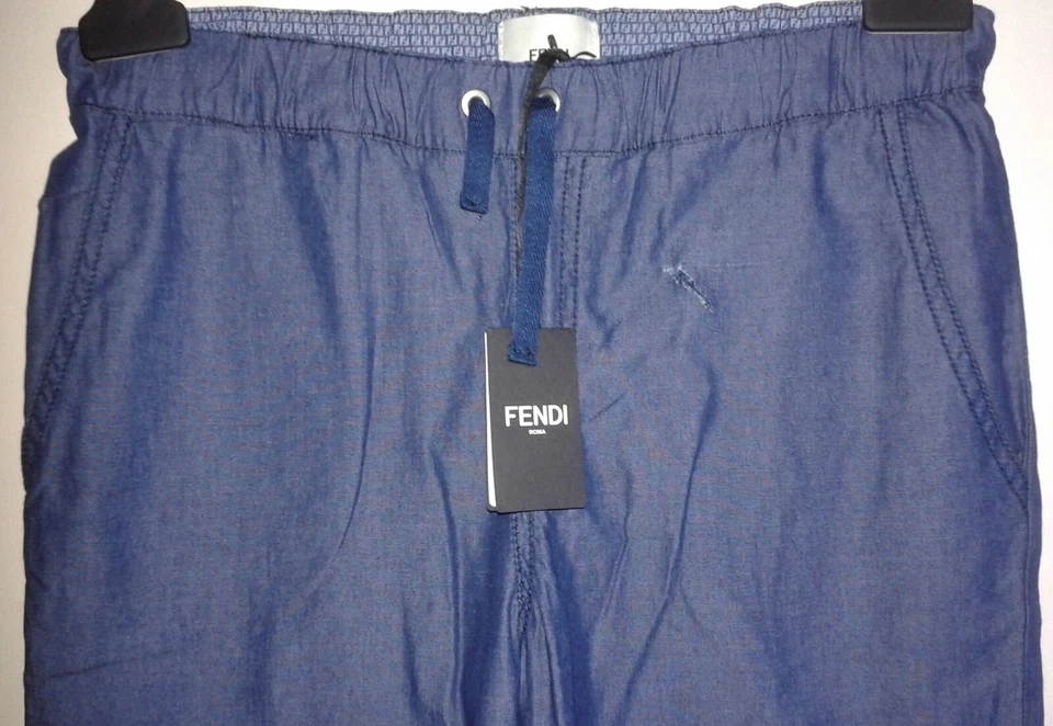 Fendi Roma Kids Trousers Slightly Distressed Boys Trousers in Blue - 10 Years - Image 3 of 4