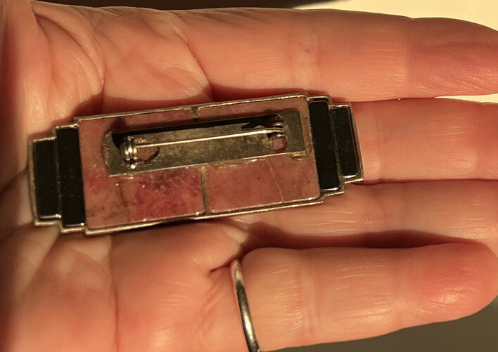 Vintage Sterling Silver Rectangular Hematite Pink… - image 3