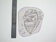 vtg 1960s 1970s Tattoo Flash acetate stencil Military USA Eagle and Shield MIL2