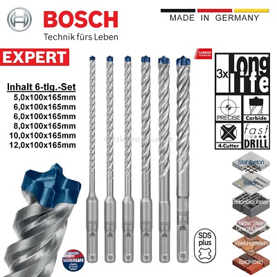 6-tlg-Set Bosch EXPERT SDS-plus-7X Hammerbohrer Ø 5 |6² |8 |10 |12 x 100 x 165mm