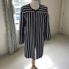 Gerard Darel Coat Jacket Immaculate Navy Ecru Stripes Size 12 (40)