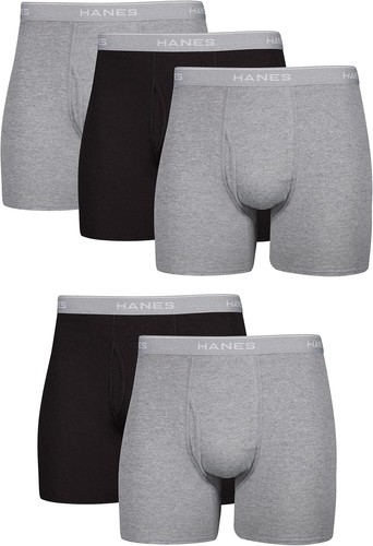 Paquete de 6 calzoncillos boxer sin etiquetas Hanes para hombre ropa interior S, M, L, XL, 2X 3X muchos colores - Imagen 8 de 16