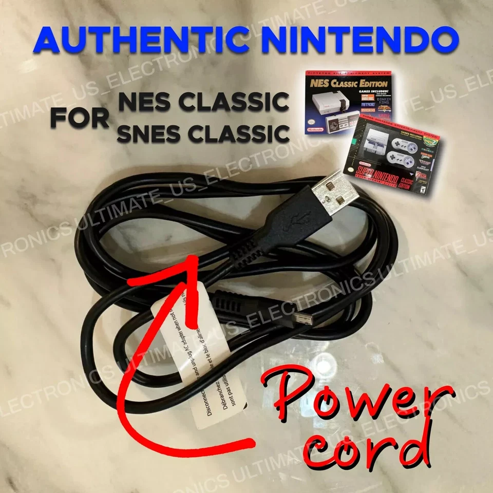 Official Nintendo OEM SNES/NES Classic Mini USB AC Power Adapter HDMI Cable Cord - Image 4 of 4