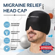 Migraine Relief Cap Cold Hat Headache Mask for Pain Management Black Durable