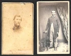 2 ANTIQUE MILITARY CIVIL WAR SOLDIER 1860-1880's CDV CARTE de VISITE PHOTOGRAPHS