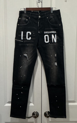 DSQUARED2 Distressed Black Skater Jean Men's Size 46FR Excellent Condition